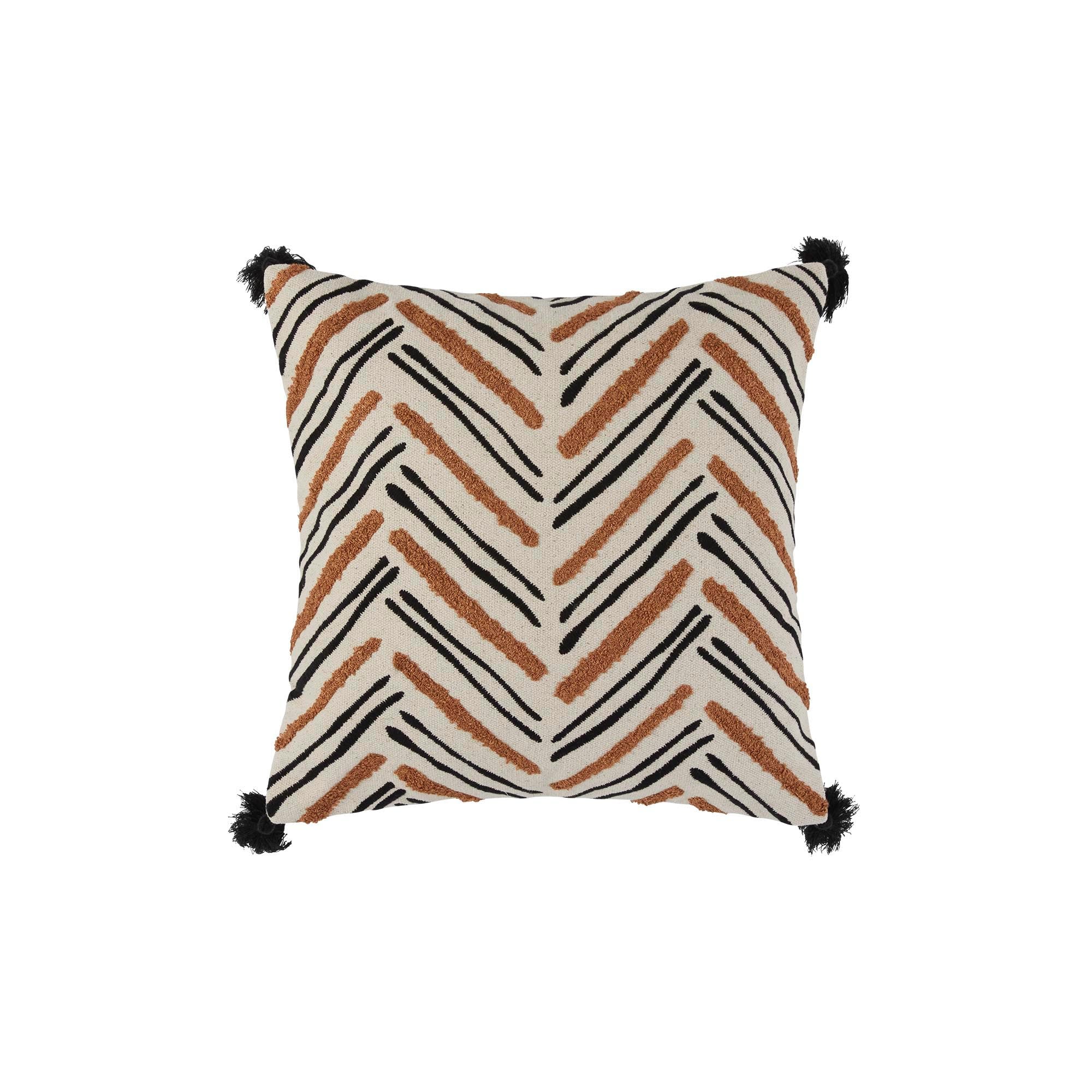 Housse de coussin en Coton Naturel et havane 40x40 cm