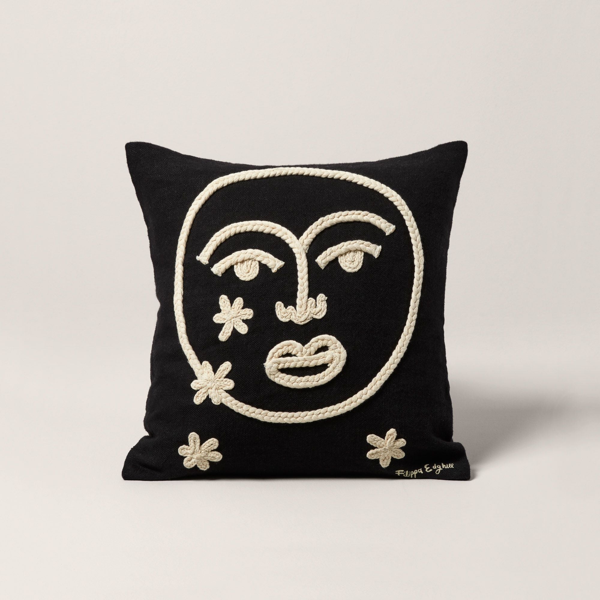 Housse de coussin en lin noir 40x40 cm