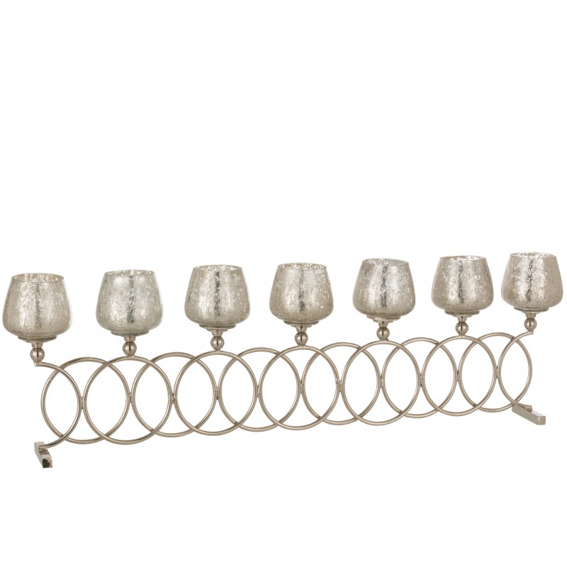 Photophore 8 anneaux craquelé verre nickel Photophore 8 anneaux craquelé verre nickel