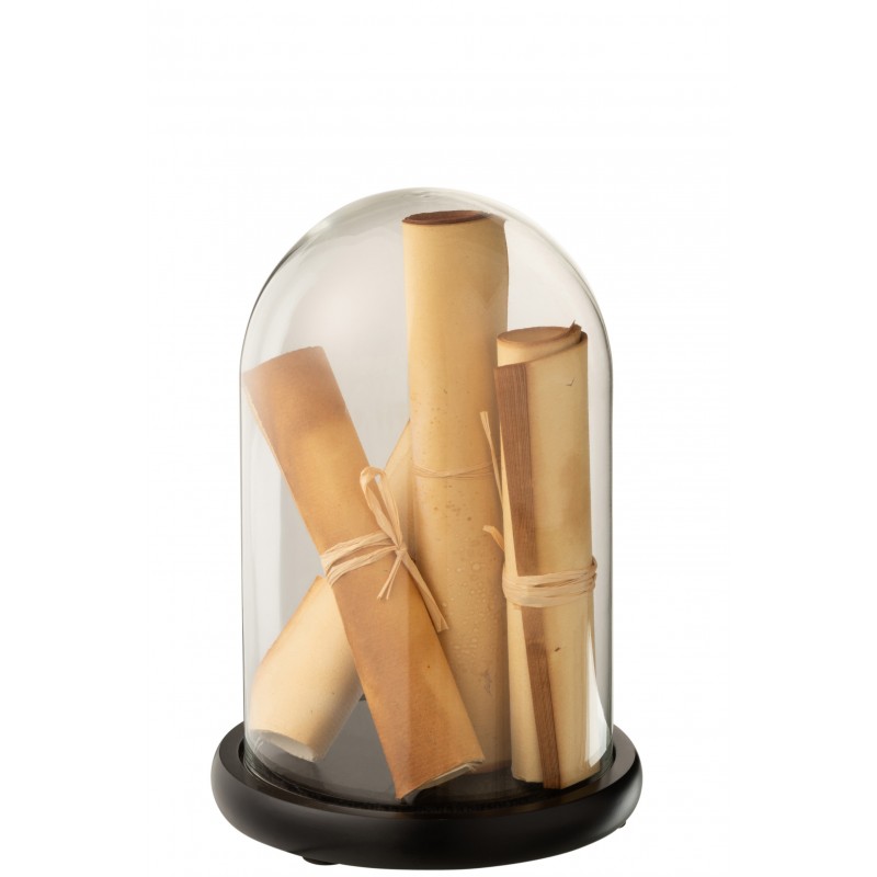 Cloche parchemin marron verre H25cm Cloche parchemin marron verre H25cm