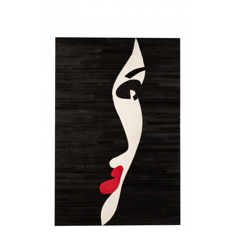 Cadre femme cuir noir/blanc/rouge 80x120cm