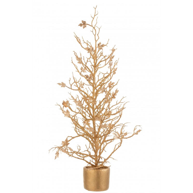 Arbre nu en pot + feuilles paillettes or H71cm Arbre nu en pot + feuilles paillettes or H71cm