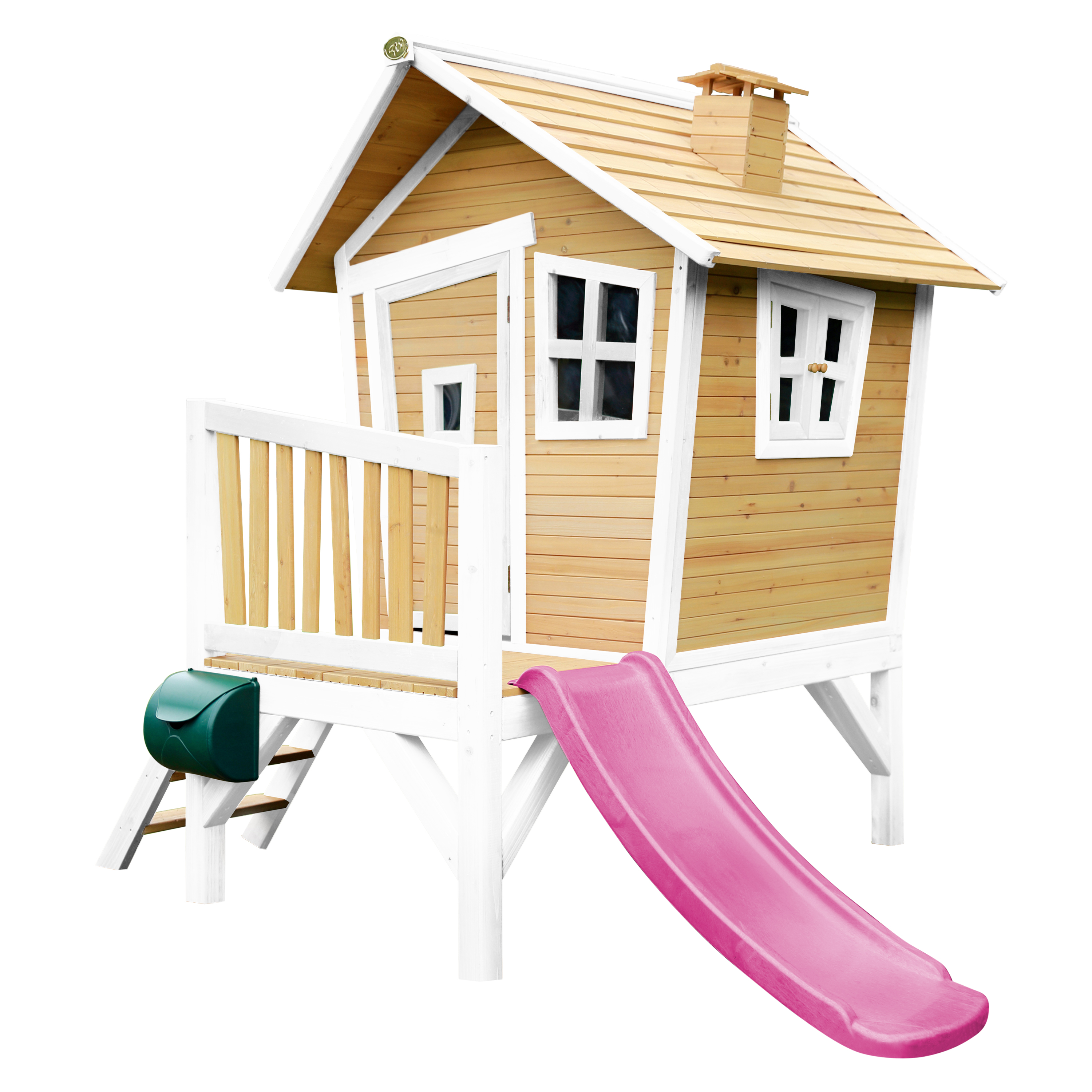 Maisonnette en bois avec toboggan violet Maisonnette en bois avec toboggan violet