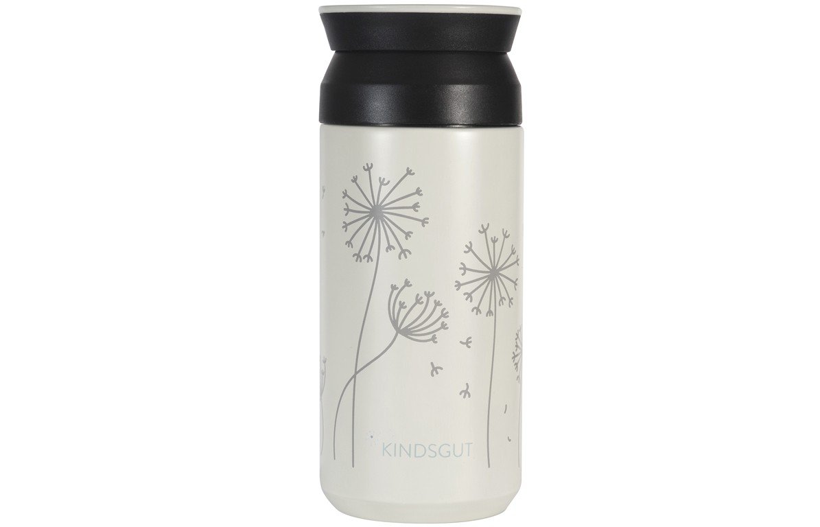 Bouteille isotherme en acier inoxydable blanc motif pissenlit Bouteille isotherme en acier inoxydable blanc motif pissenlit