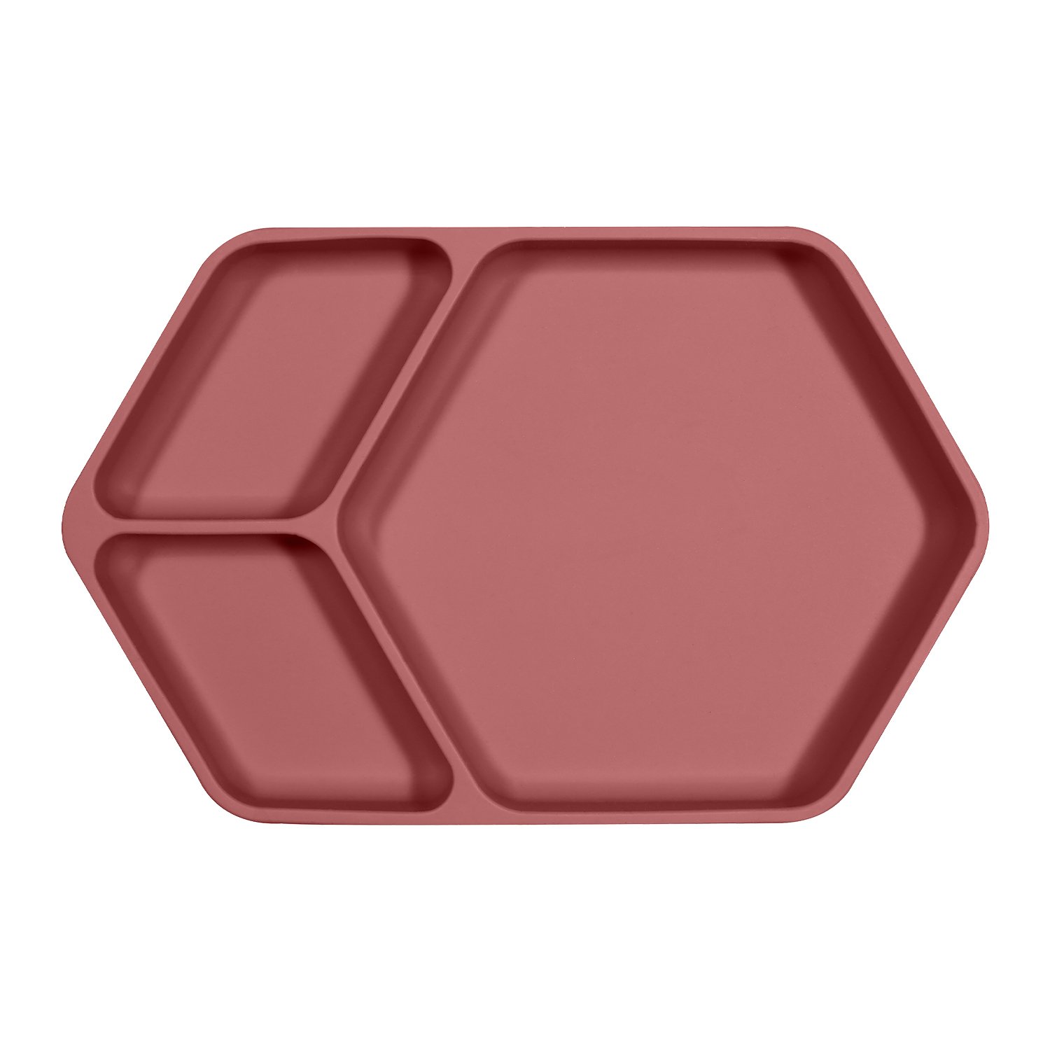 Assiette ventouse carré en silicone vieux rose