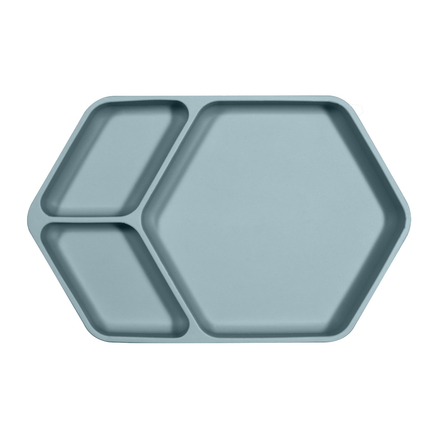 Assiette ventouse carré en silicone bleu aqua