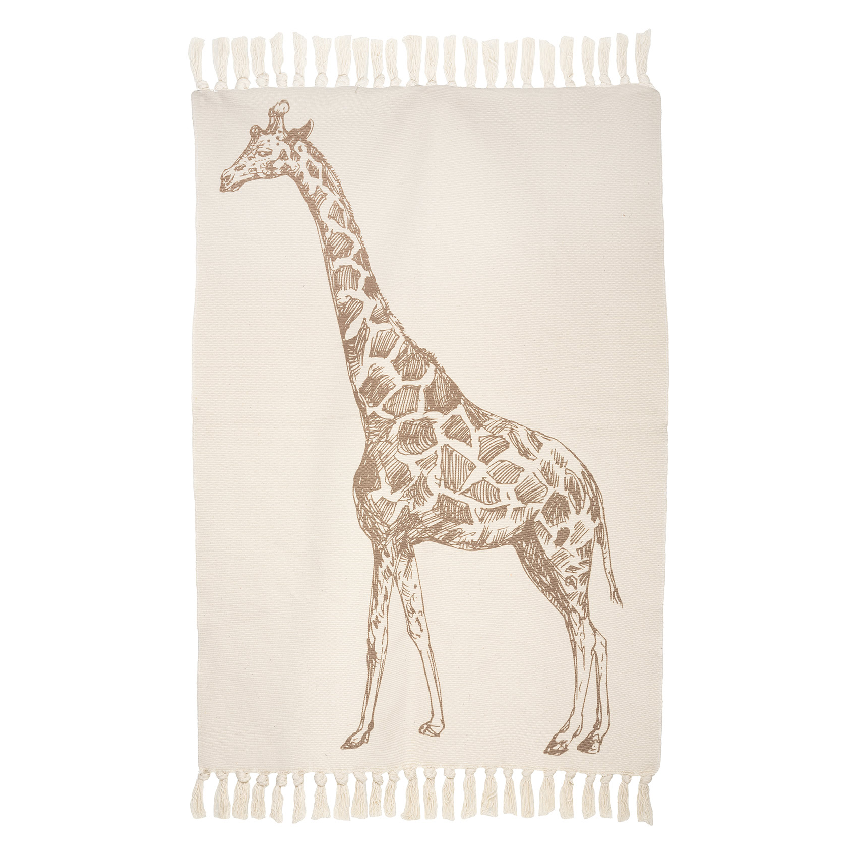 Tapis enfant souple imprimé girafe beige 100x150cm