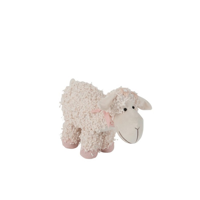 Cale porte mouton textile beige/rose H26cm Cale porte mouton textile beige/rose H26cm