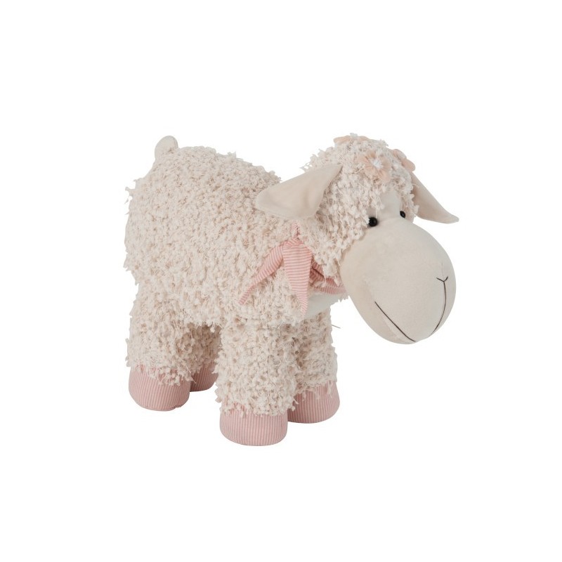 Cale porte mouton textile beige/rose H12cm Cale porte mouton textile beige/rose H12cm