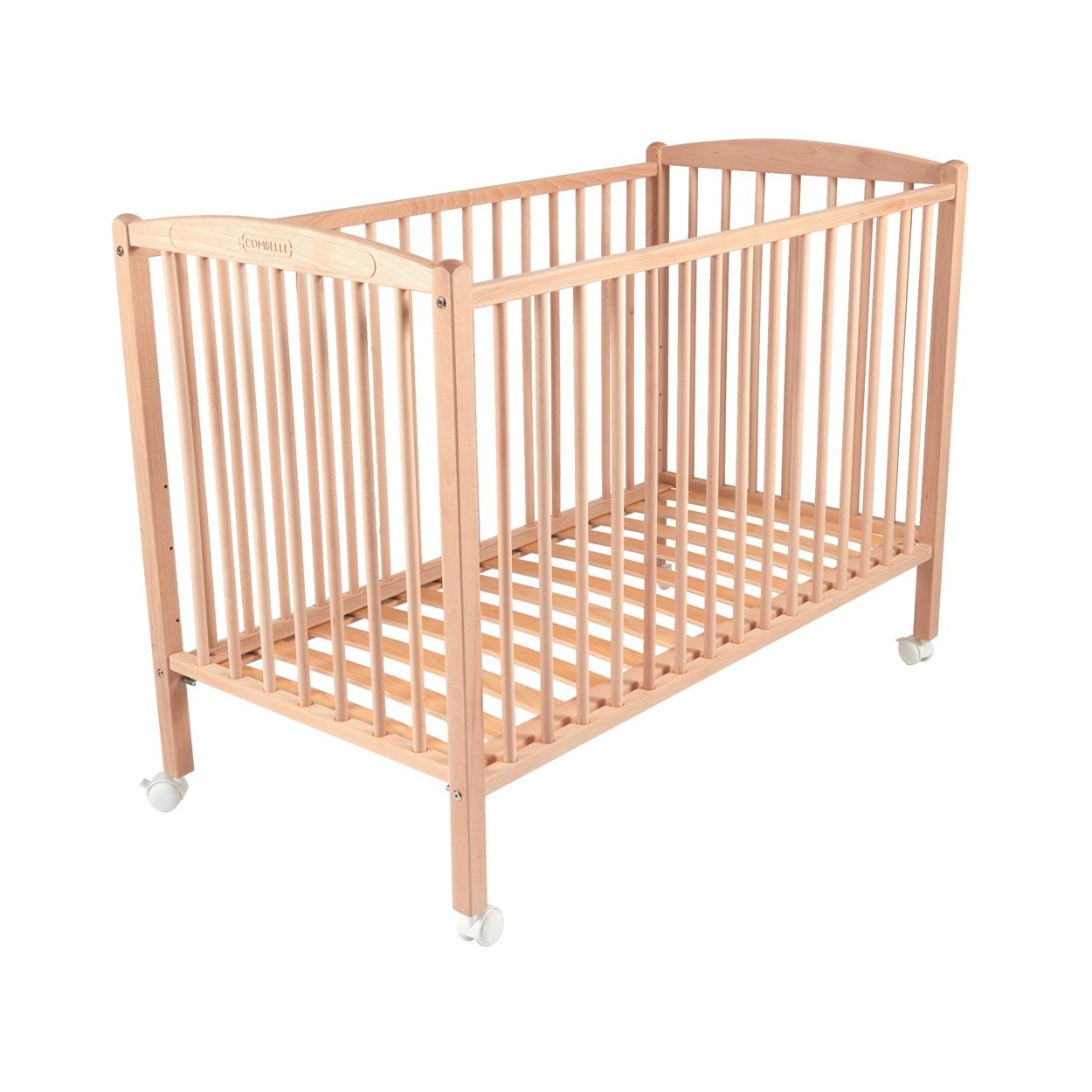 Lit réglable en hauteur en hêtre massif naturel brut 70x140 (Combelle) - Image 1