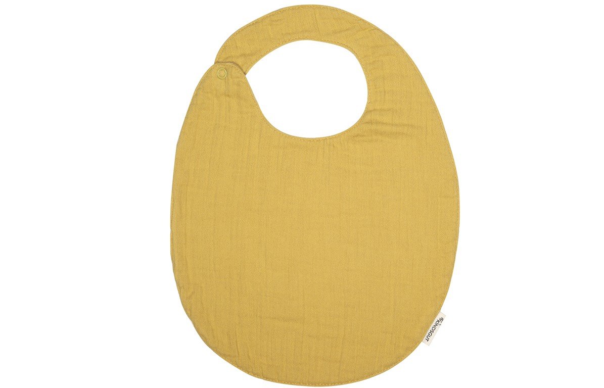 Bavoir bébé en mousseline style Oslo coton jaune moutarde