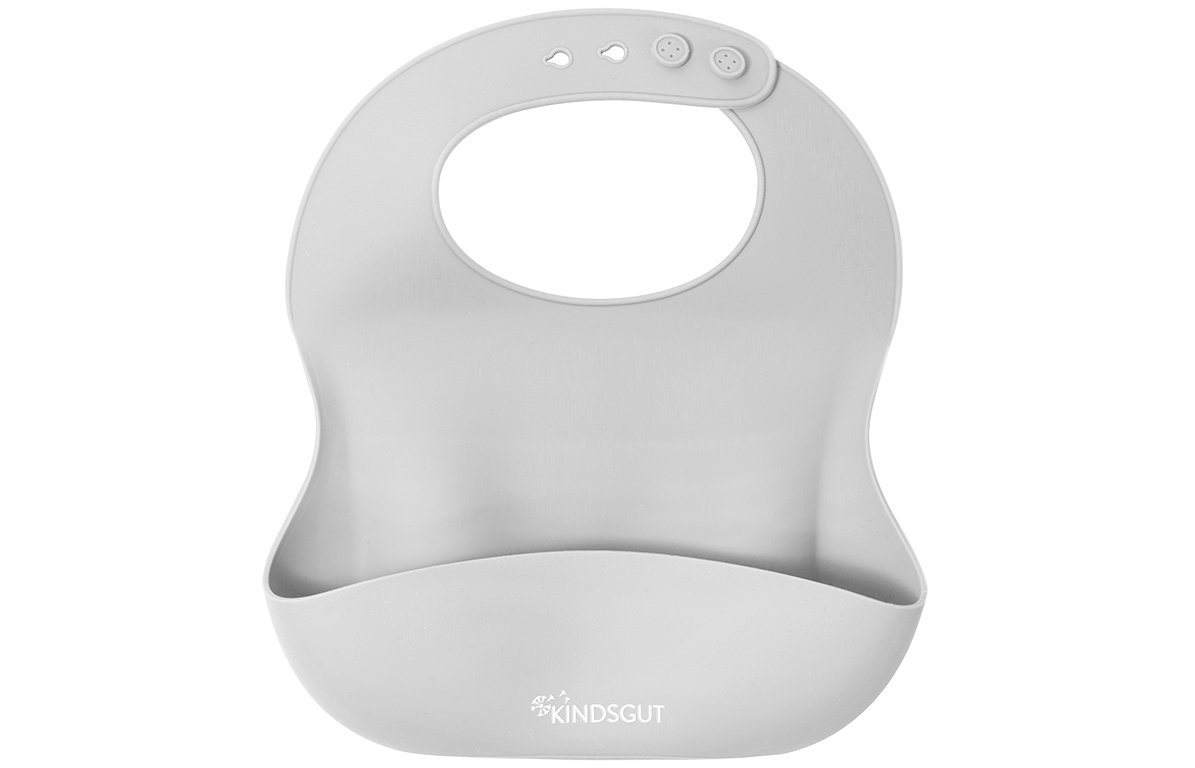 Bavoir bébé en silicone gris clair Bavoir bébé en silicone gris clair