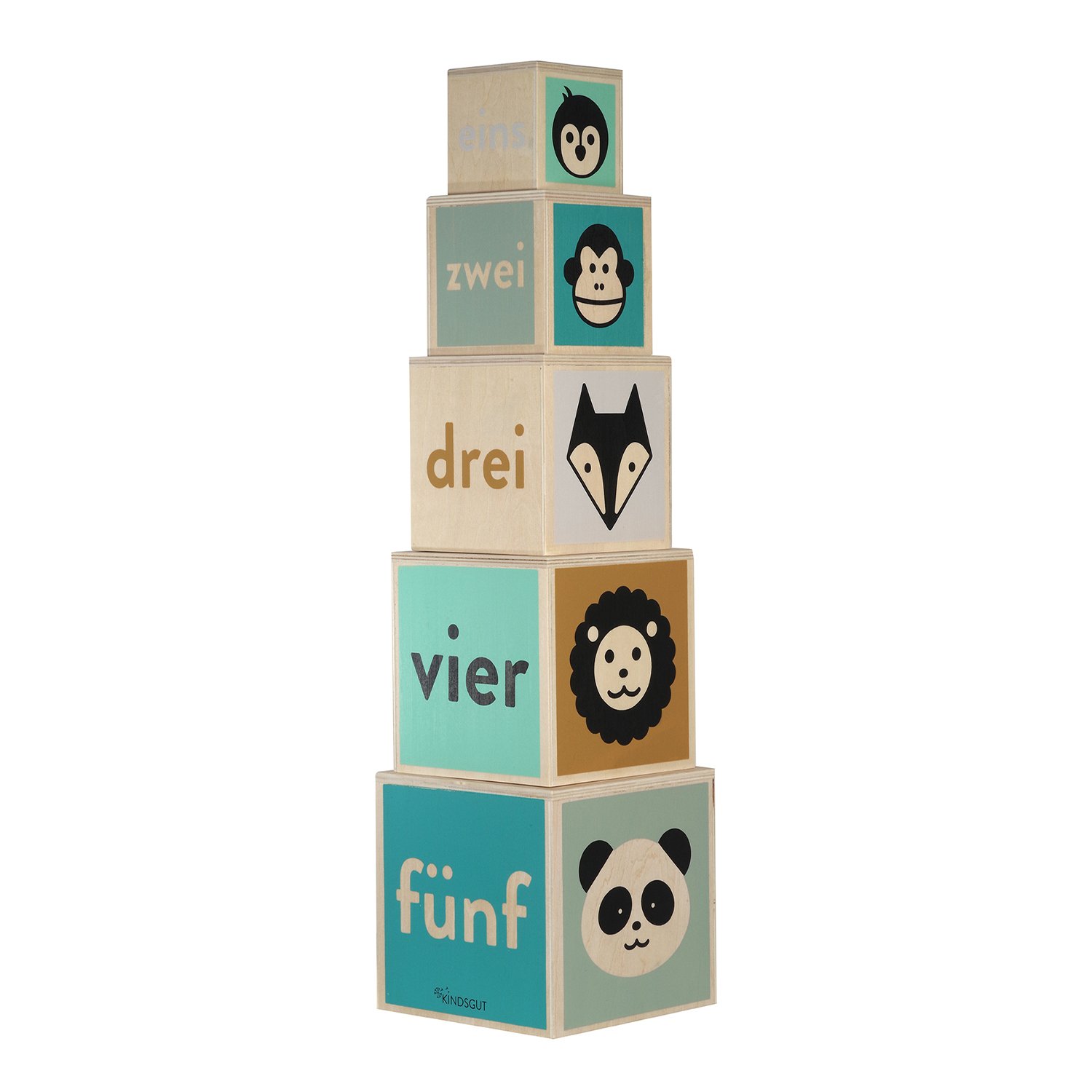 Cubes gigognes avec animaux et chiffres en bois multicolore Cubes gigognes avec animaux et chiffres en bois multicolore