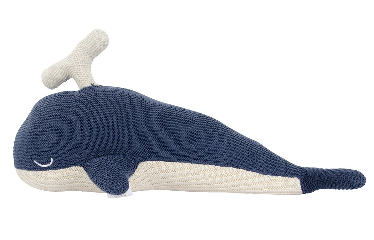 Peluche baleine crochet en coton bleu