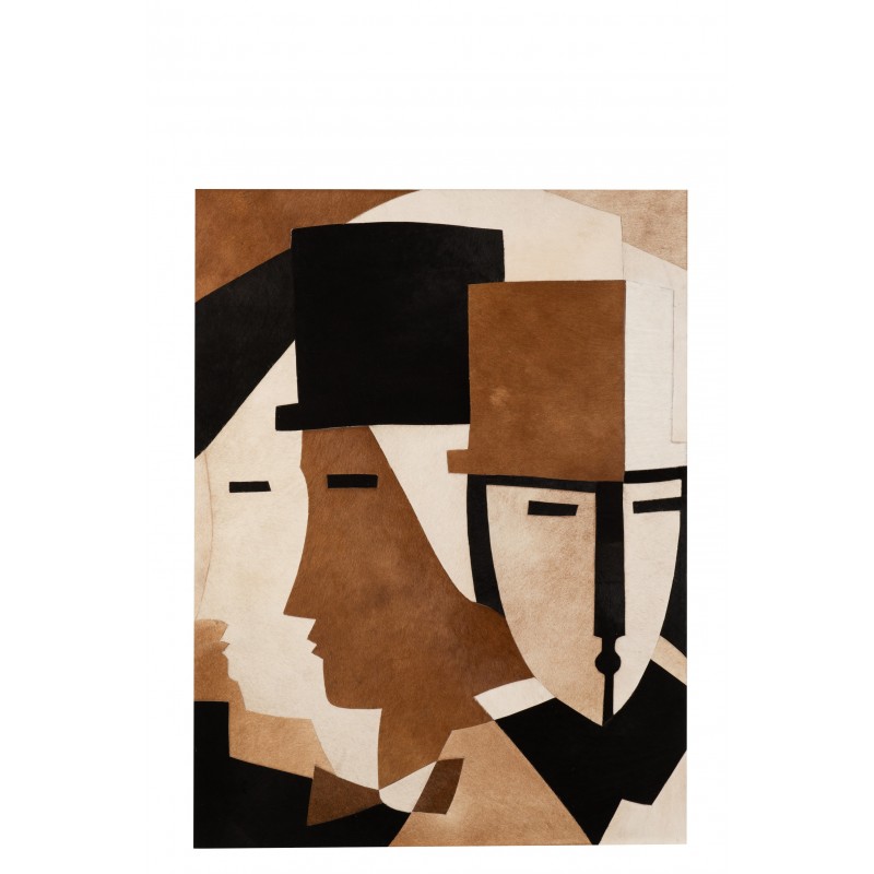 Cadre rectangulaire visage chapeau cuir marron/noir 90x120cm Cadre rectangulaire visage chapeau cuir marron/noir 90x120cm