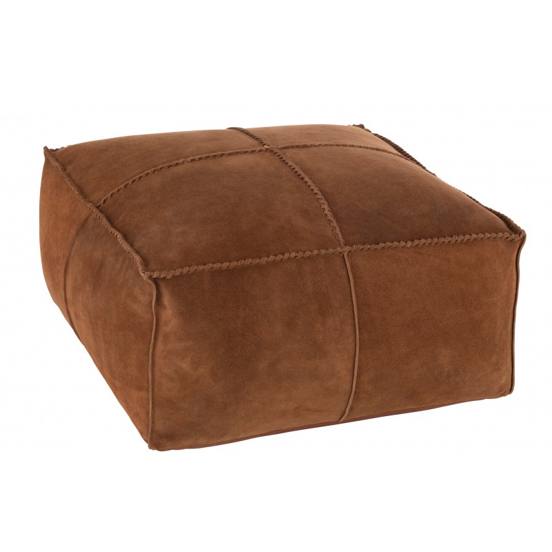 Pouf point carré cuir Cognac 58,5x58cm Pouf point carré cuir Cognac 58,5x58cm