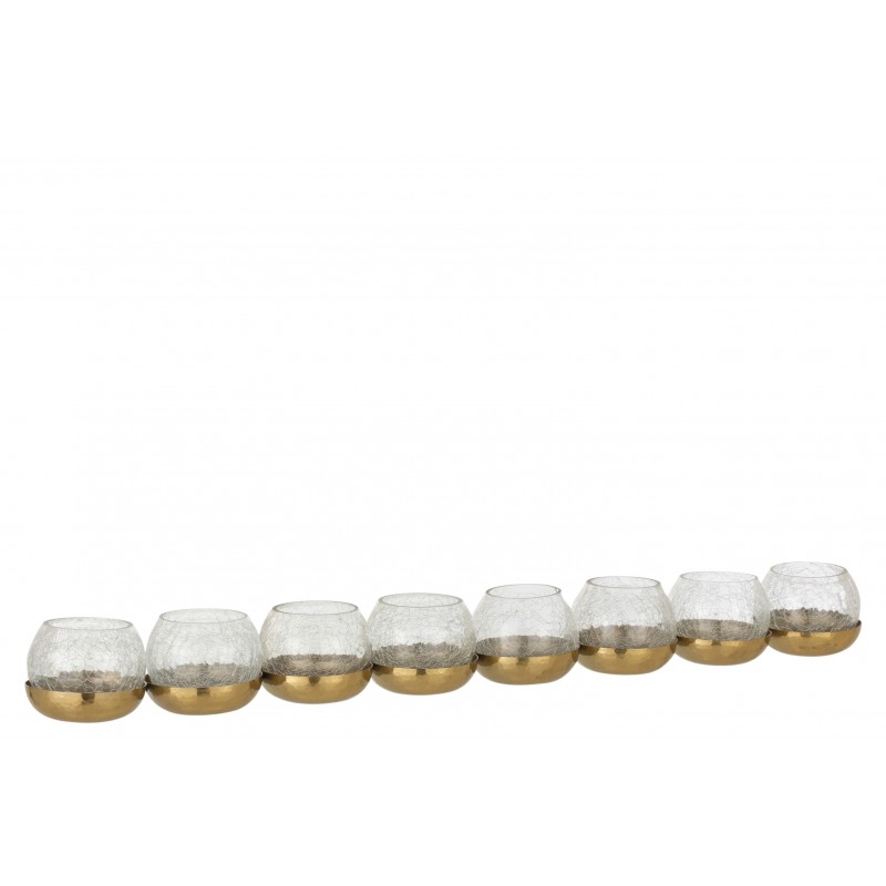 Photophore 8 boules craquelé verre/acier inoxydable or Photophore 8 boules craquelé verre/acier inoxydable or
