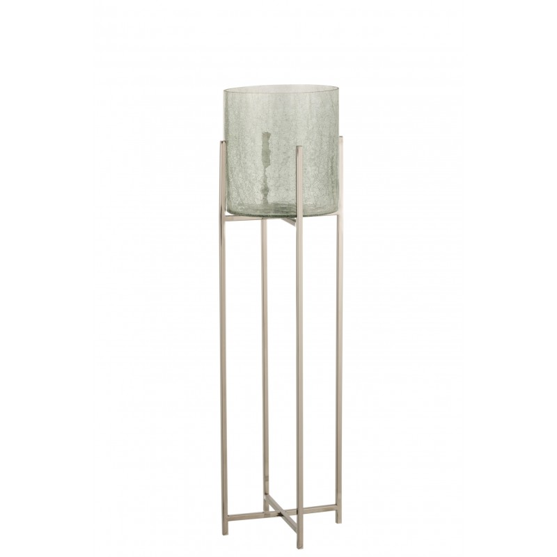 Photophore craquelé verre/acier inoxydable argent H103cm Photophore craquelé verre/acier inoxydable argent H103cm