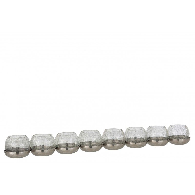 Photophore 8 boules craquelé verre/acier inoxydable argent Photophore 8 boules craquelé verre/acier inoxydable argent
