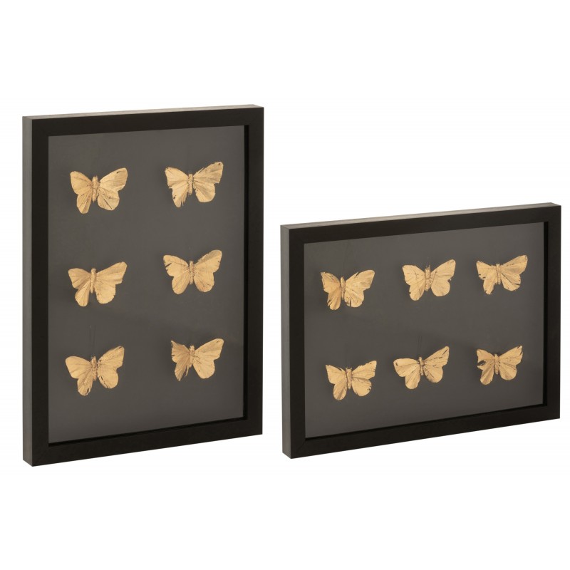 Cadre photo papillons rectangulaire mdf noir 40,5x30,5cm - Lot de 2 Cadre photo papillons rectangulaire mdf noir 40,5x30,5cm - Lot de 2
