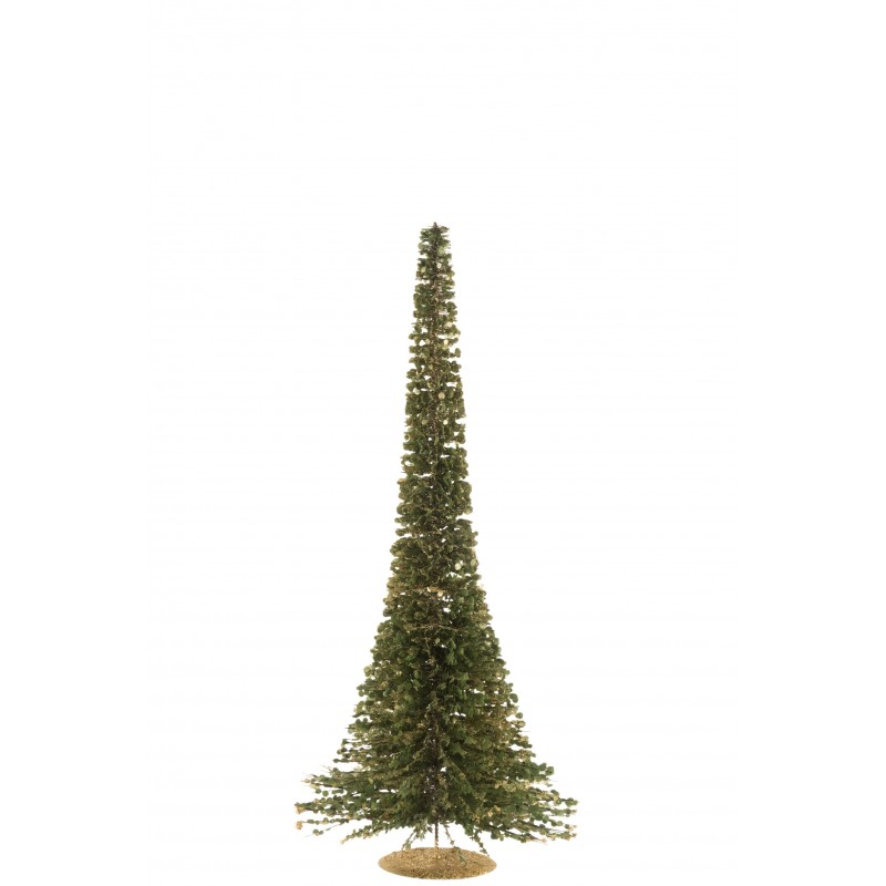 Arbre décoratif plastique vert paillettes or H80cm Arbre décoratif plastique vert paillettes or H80cm