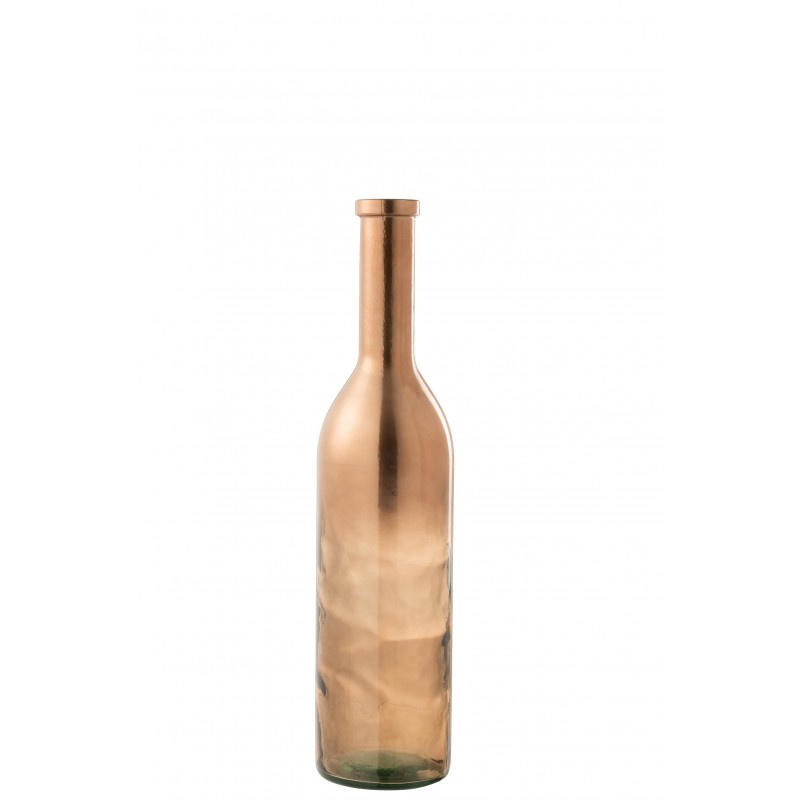 Vase bouteille verre métallique marron H75cm