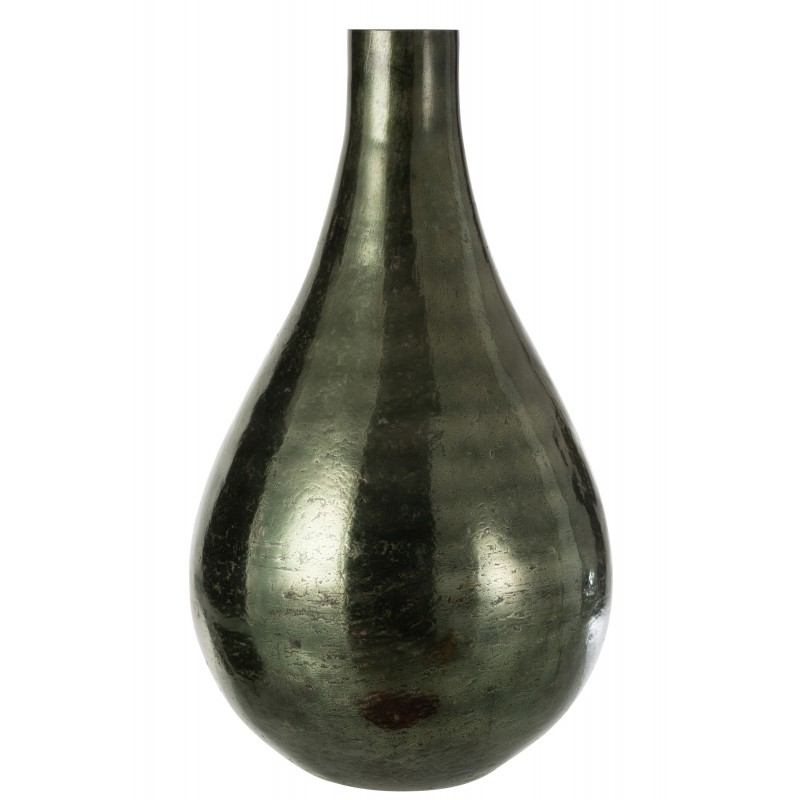 Vase long verre vert H52,5cm