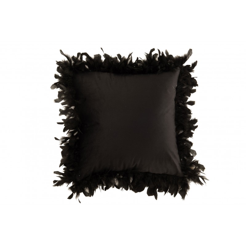 Coussin plumes polyester noir 45x45cm Coussin plumes polyester noir 45x45cm