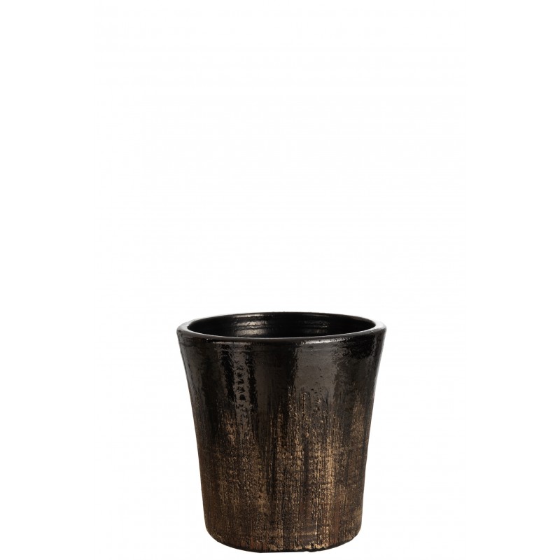 Cache-pot céramique noir/or H25,5cm Cache-pot céramique noir/or H25,5cm