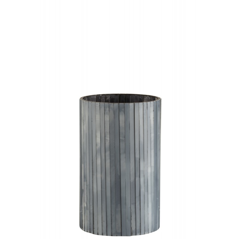 Photophore cylindrique verre gris bleu H20,5cm Photophore cylindrique verre gris bleu H20,5cm