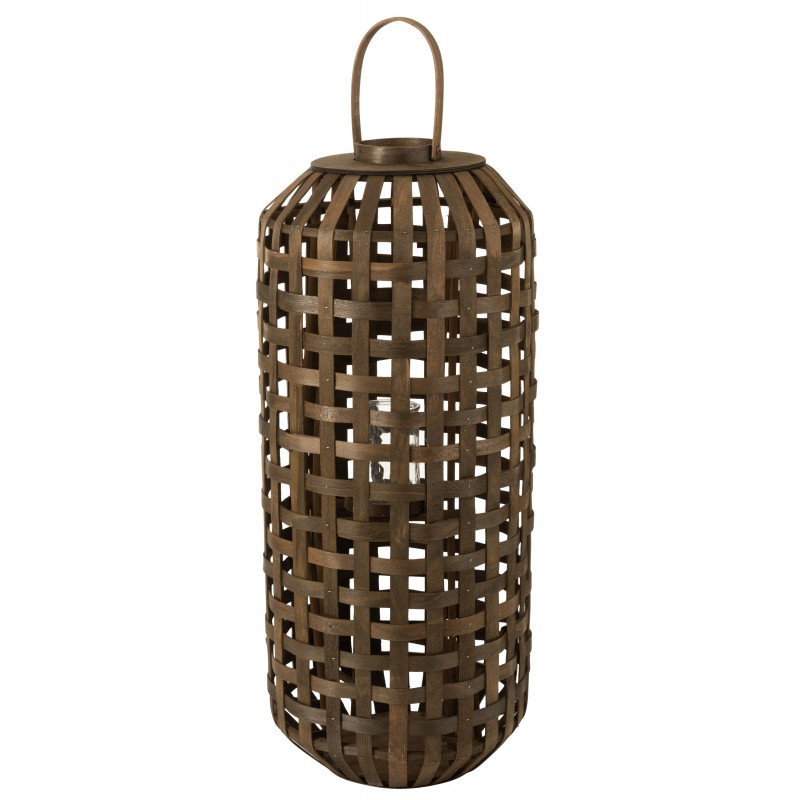 Lanterne cylindrique bois marron foncé H95,5cm Lanterne cylindrique bois marron foncé H95,5cm