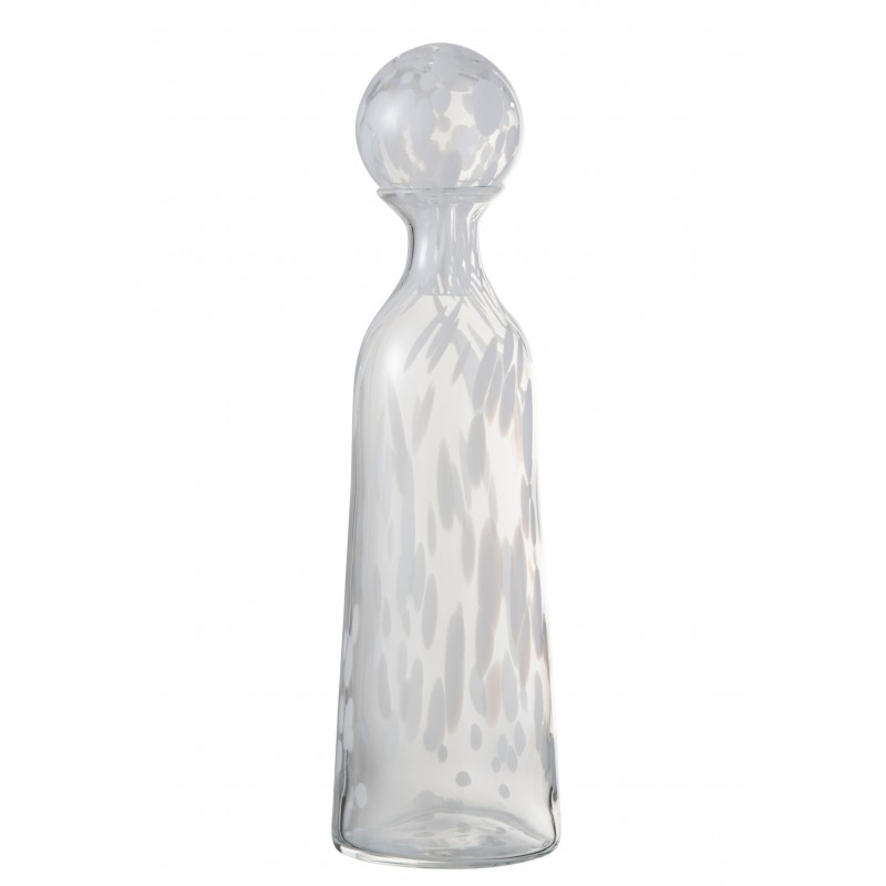 Bouteille et bouchon déco haut verre transparent/blanc H42,5cm