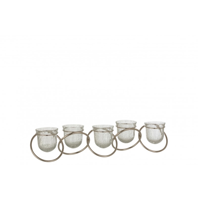 Photophore 5 anneaux craquelés verre nickel Photophore 5 anneaux craquelés verre nickel