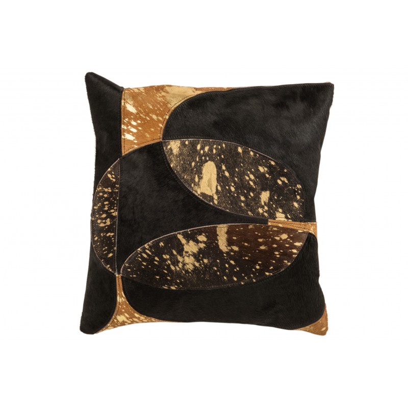 Coussin carré cuir noir/or 45x45cm Coussin carré cuir noir/or 45x45cm