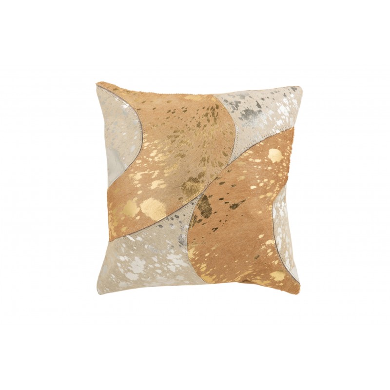 Coussin carré cuir beige/or 45x45cm Coussin carré cuir beige/or 45x45cm