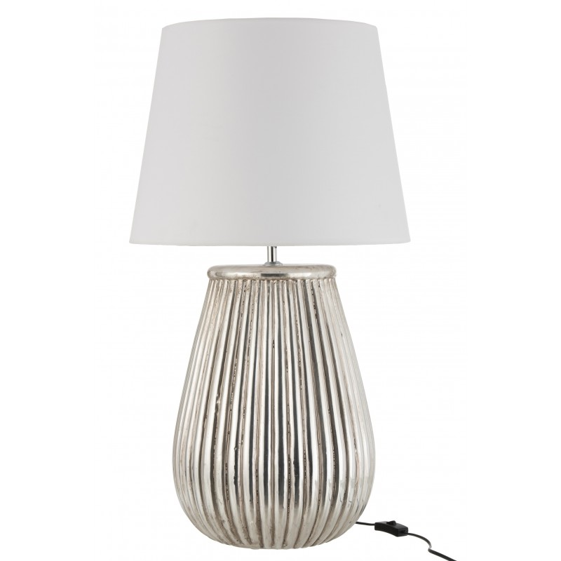 Lampe et abat-jour céramique argent H82cm