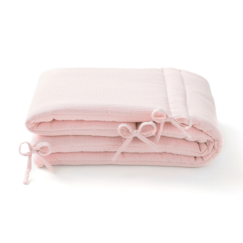 Tour de lit en gaze de coton rose pale Tour de lit en gaze de coton rose pale