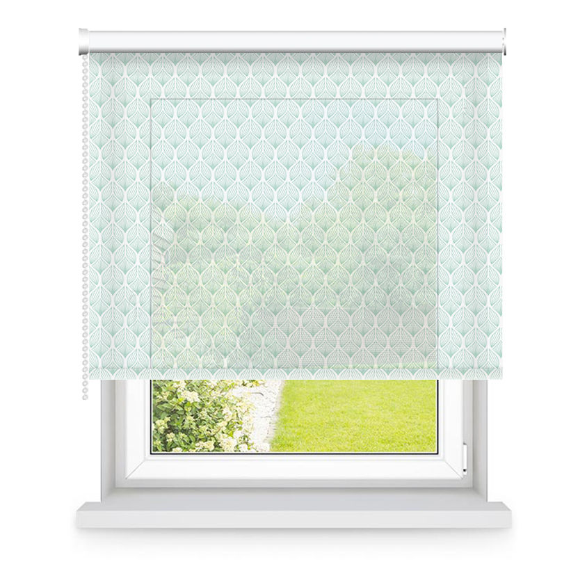 Store enrouleur tamisant blanc et vert motifs feuilles L90x H190cm Store enrouleur tamisant blanc et vert motifs feuilles L90x H190cm