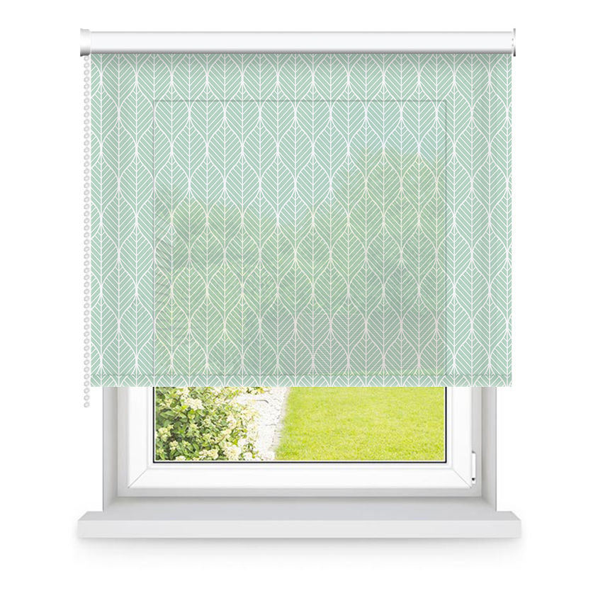 Store enrouleur tamisant vert motifs feuilles L105x H250cm Store enrouleur tamisant vert motifs feuilles L105x H250cm