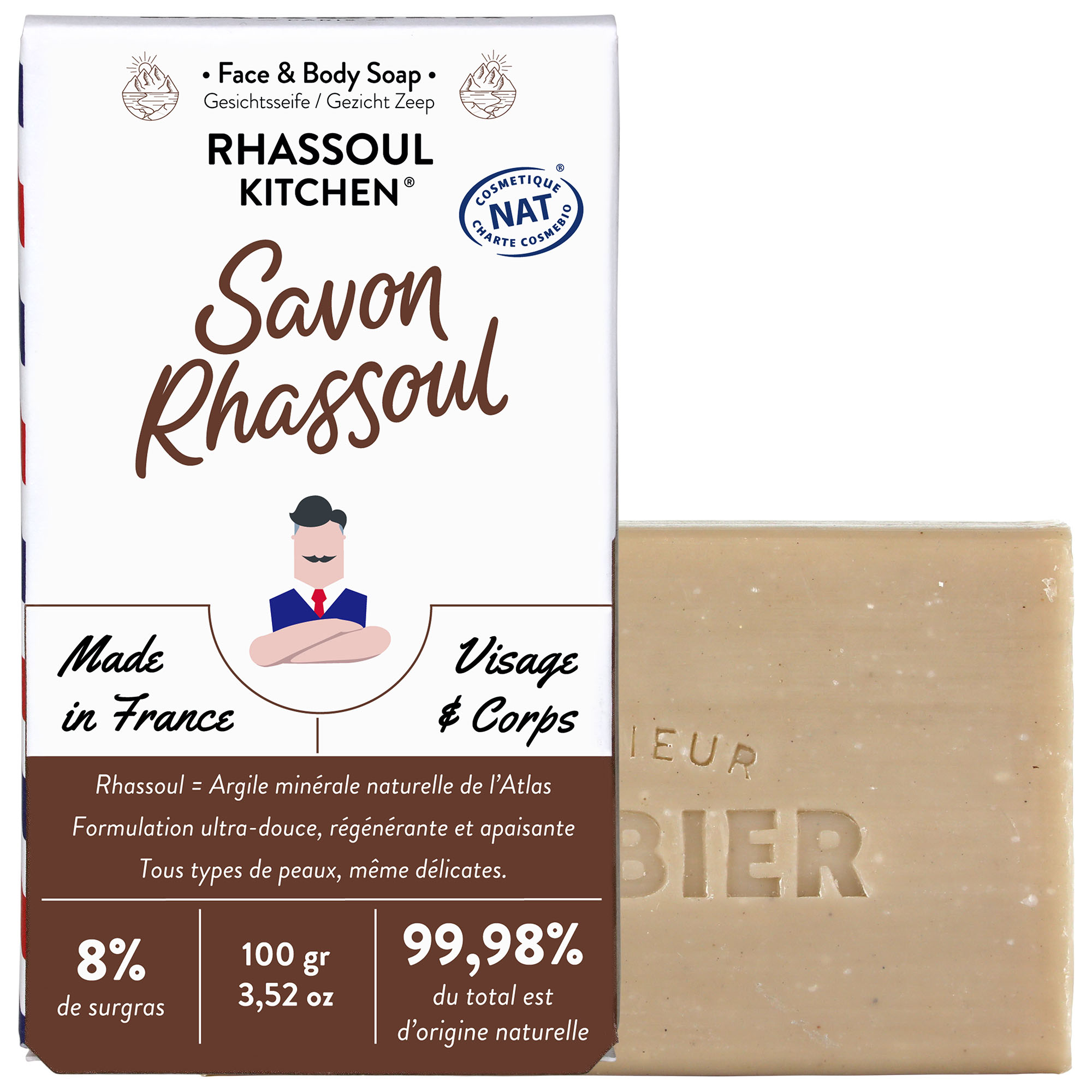 Savon visage et corps surgras rhassoul 100g Savon visage et corps surgras rhassoul 100g