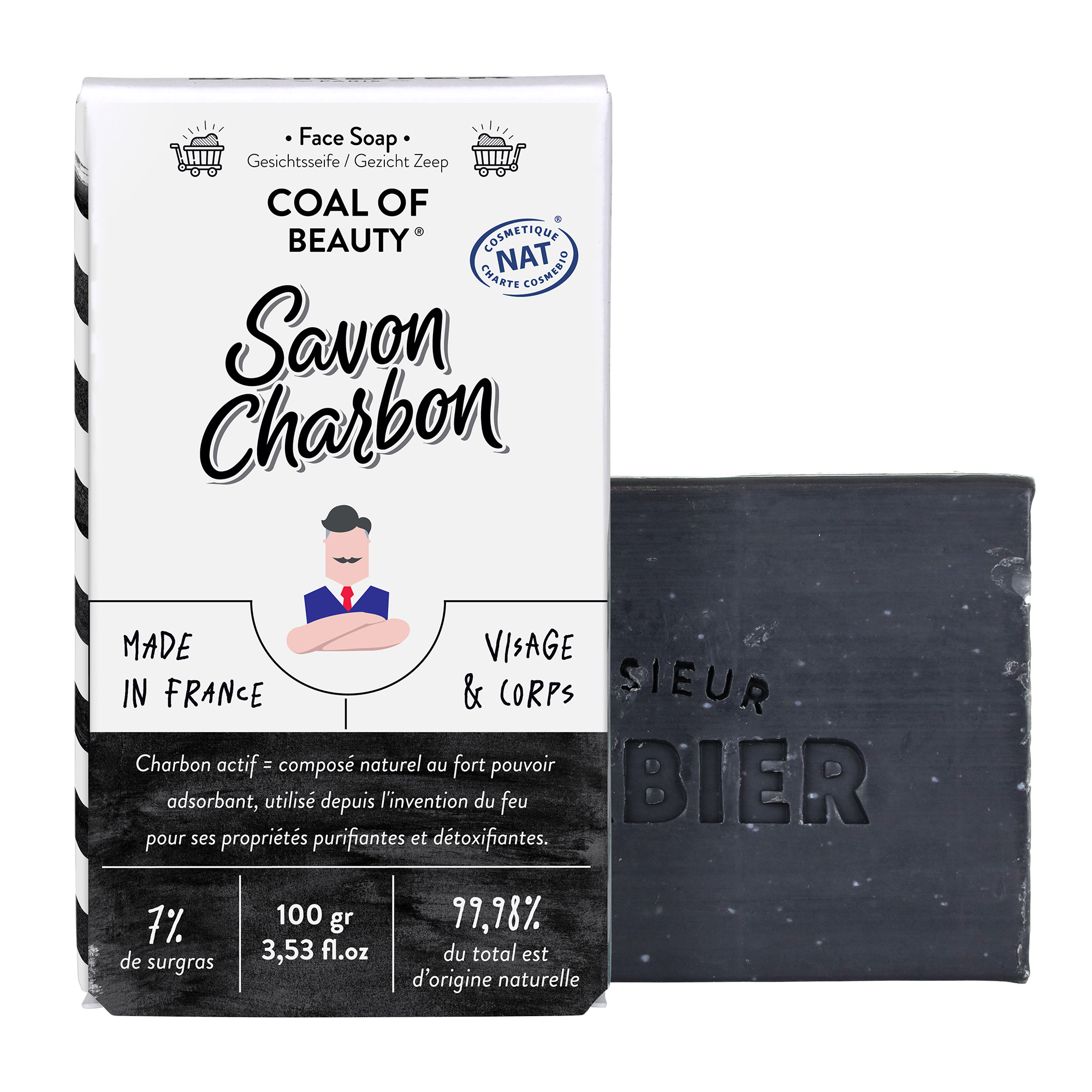 Savon visage et corps surgras coal of beauty 100g Savon visage et corps surgras coal of beauty 100g
