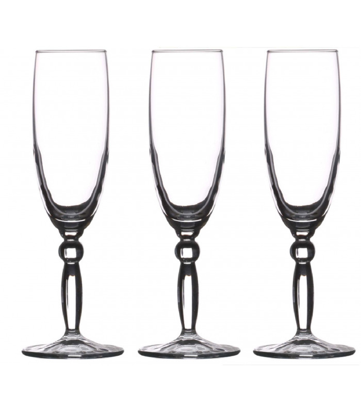 Flûtes à Champagne en verre transparent 17cl - Lot de 3