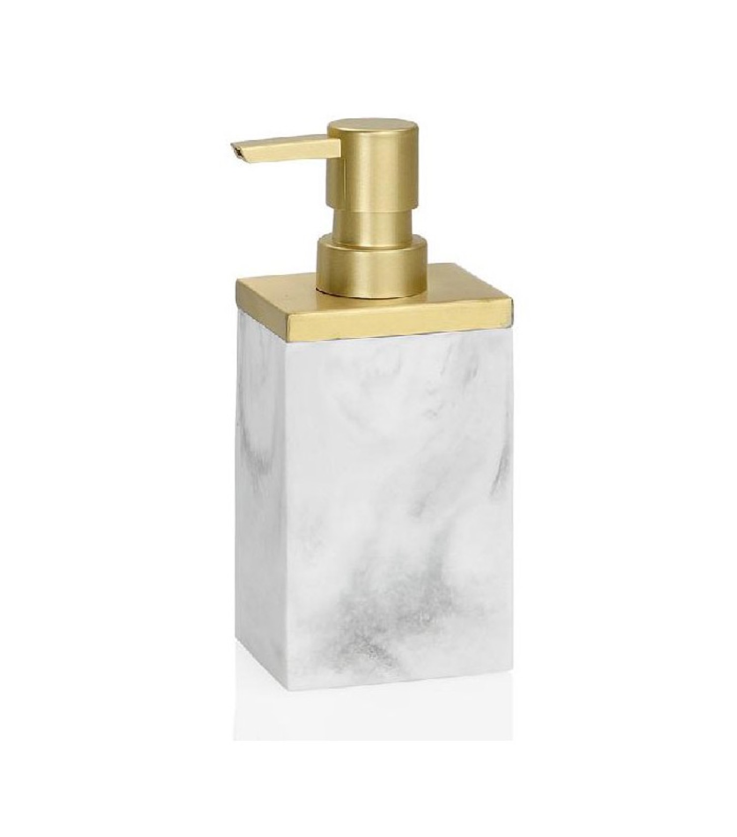 Distributeur de savon résine effet marbre blanc et métal doré Distributeur de savon résine effet marbre blanc et métal doré