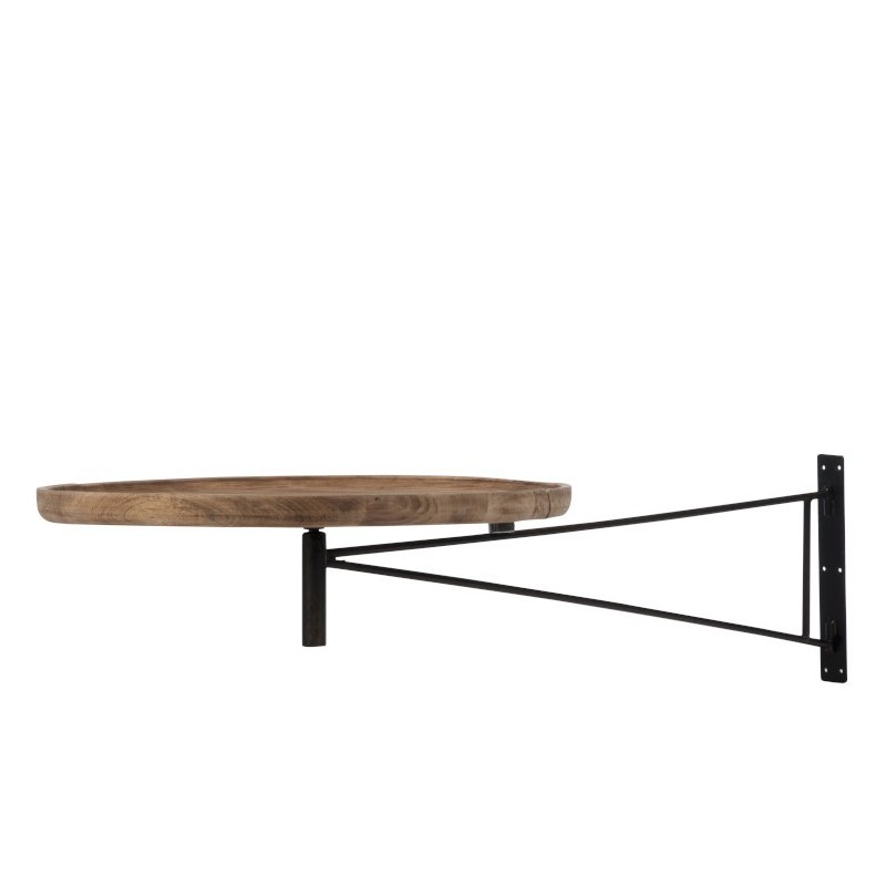 Table murale pivotante ronde bois/métal naturel 111cm