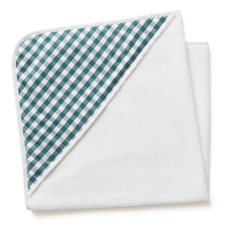 Cape de bain bébé imprimé vichy bleu paon Cape de bain bébé imprimé vichy bleu paon