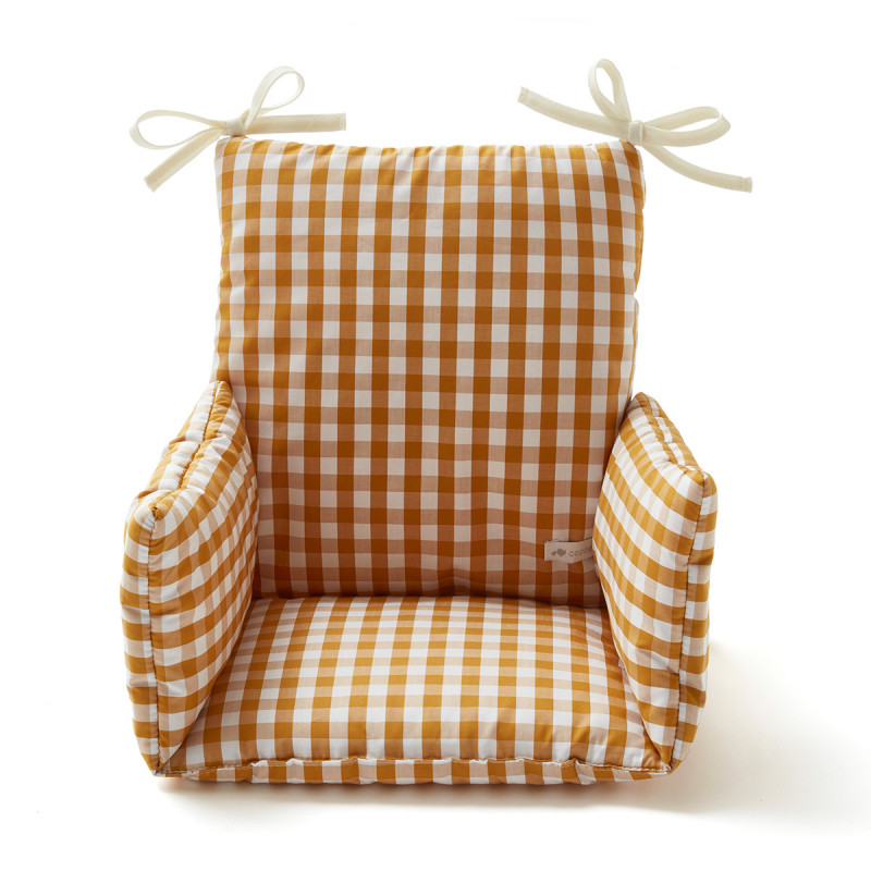 Coussin chaise haute imprimé vichy safran Coussin chaise haute imprimé vichy safran