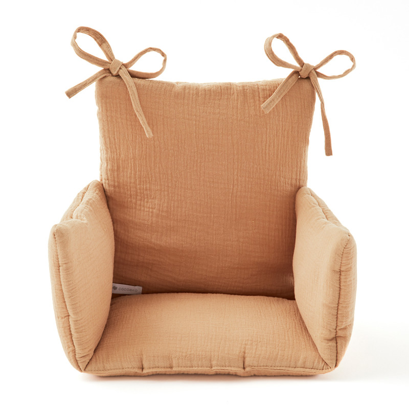Coussin chaise haute en gaze de coton camel Coussin chaise haute en gaze de coton camel