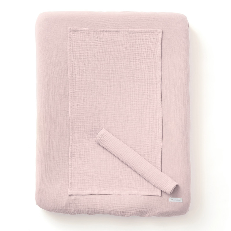 Housse de matelas à langer + 2 langes rose pale Housse de matelas à langer + 2 langes rose pale