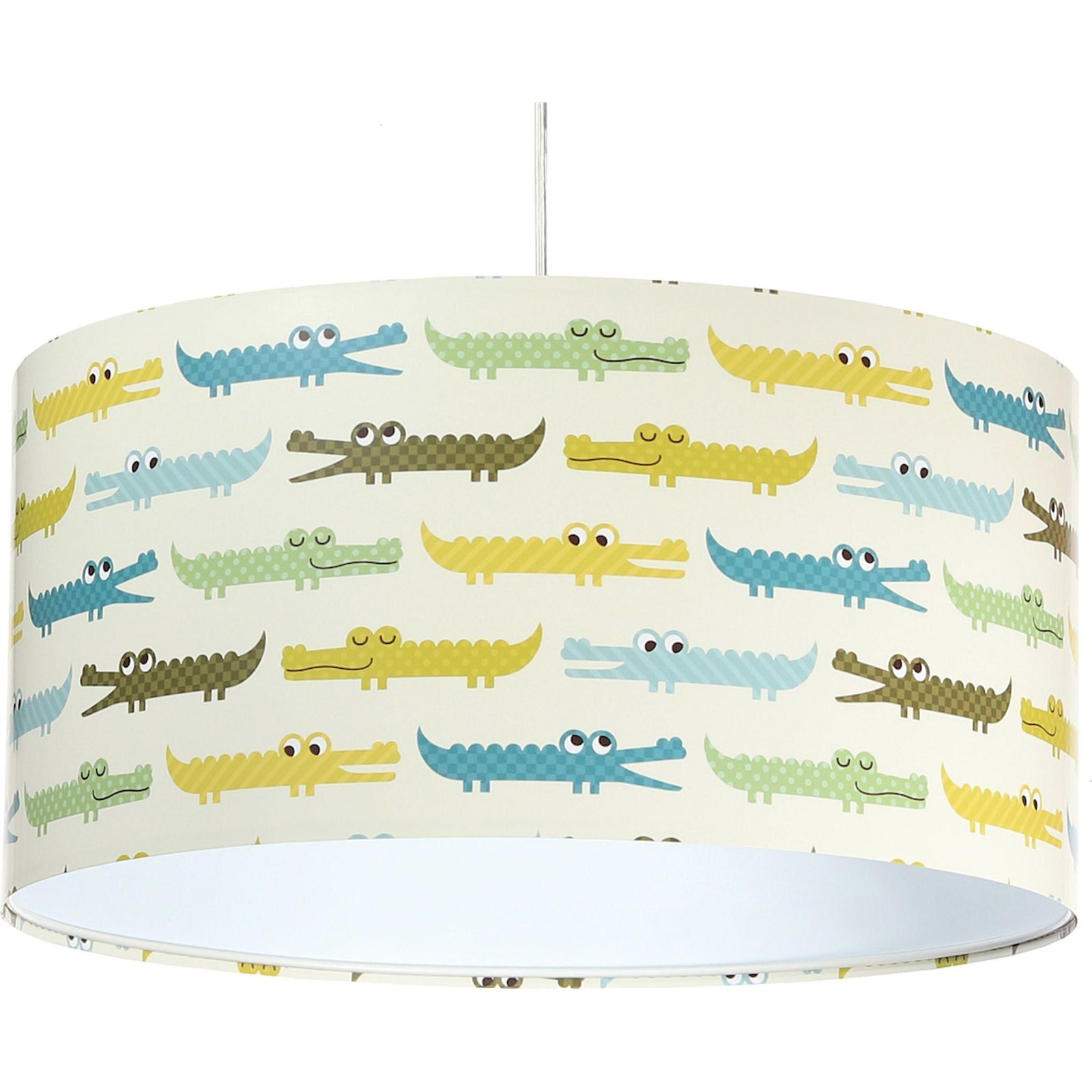 Suspension enfant abat-jour tissu multicolore et blanc Ø 40 Suspension enfant abat-jour tissu multicolore et blanc Ø 40