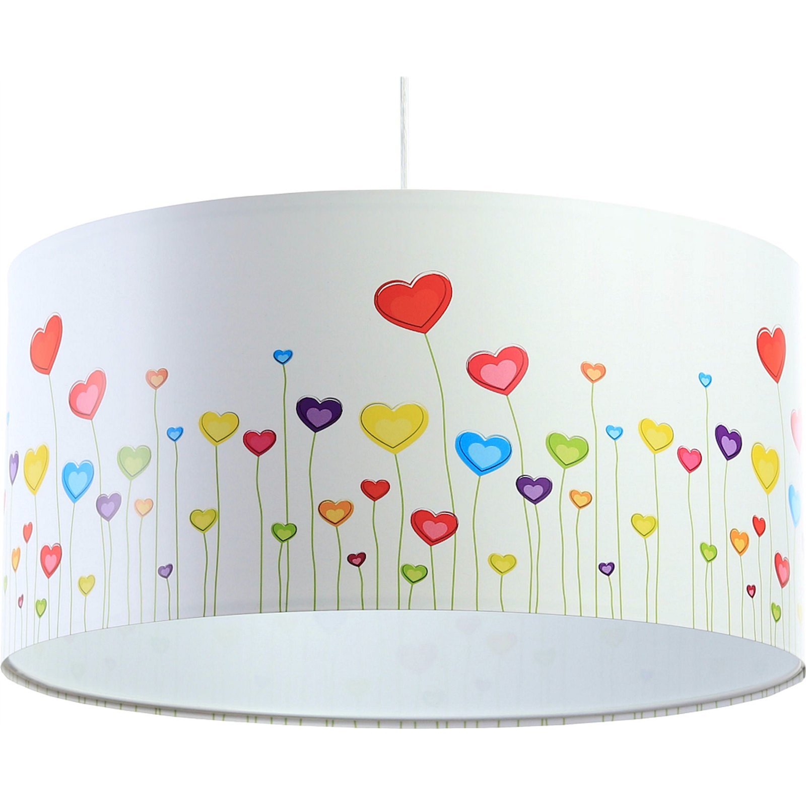 Suspension enfant abat-jour tissu multicolore et blanc Ø 40 Suspension enfant abat-jour tissu multicolore et blanc Ø 40